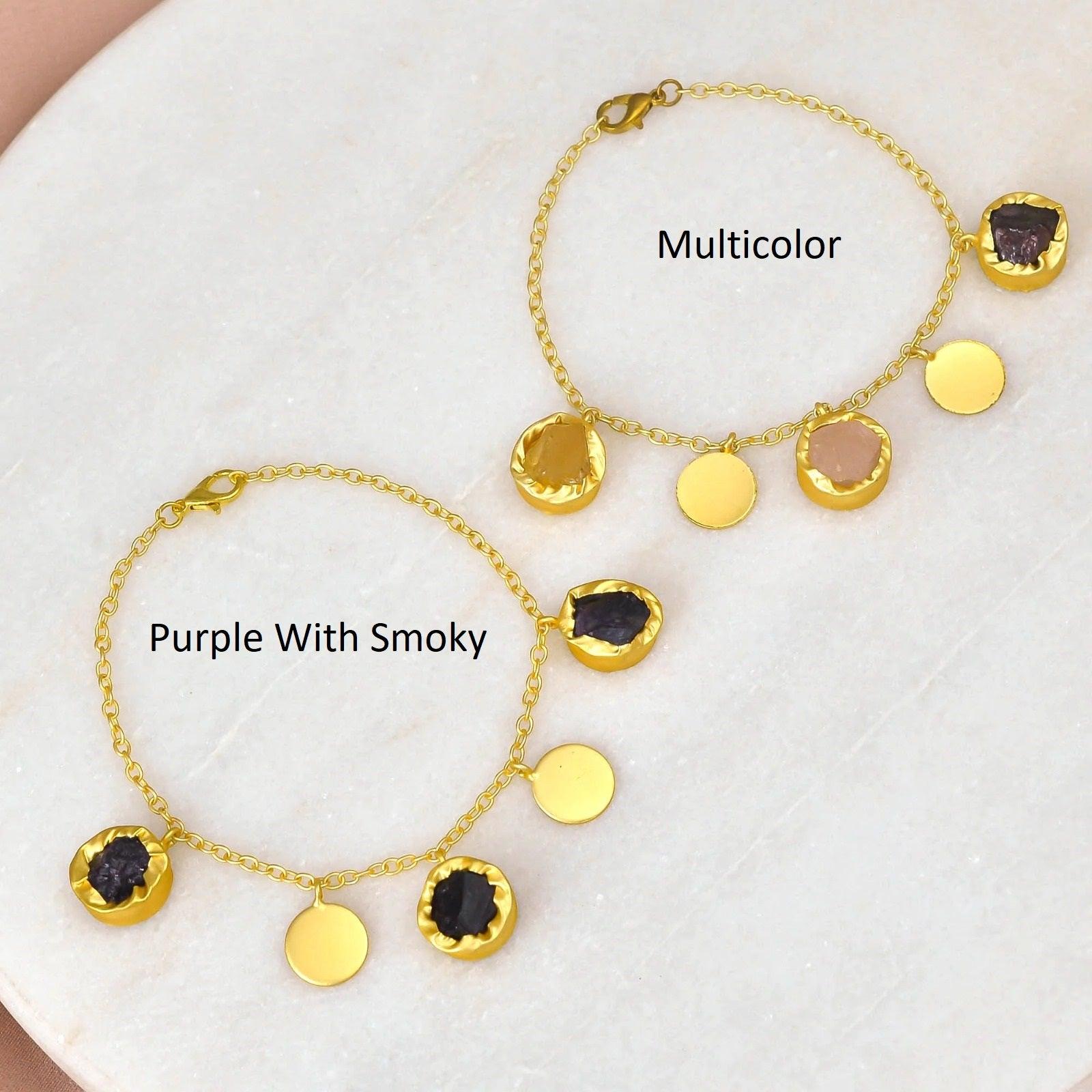 Round Disc & Stone Bracelet - Zuriijewels