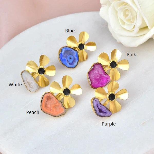 Window Druzy Flower Ring - Zuriijewels
