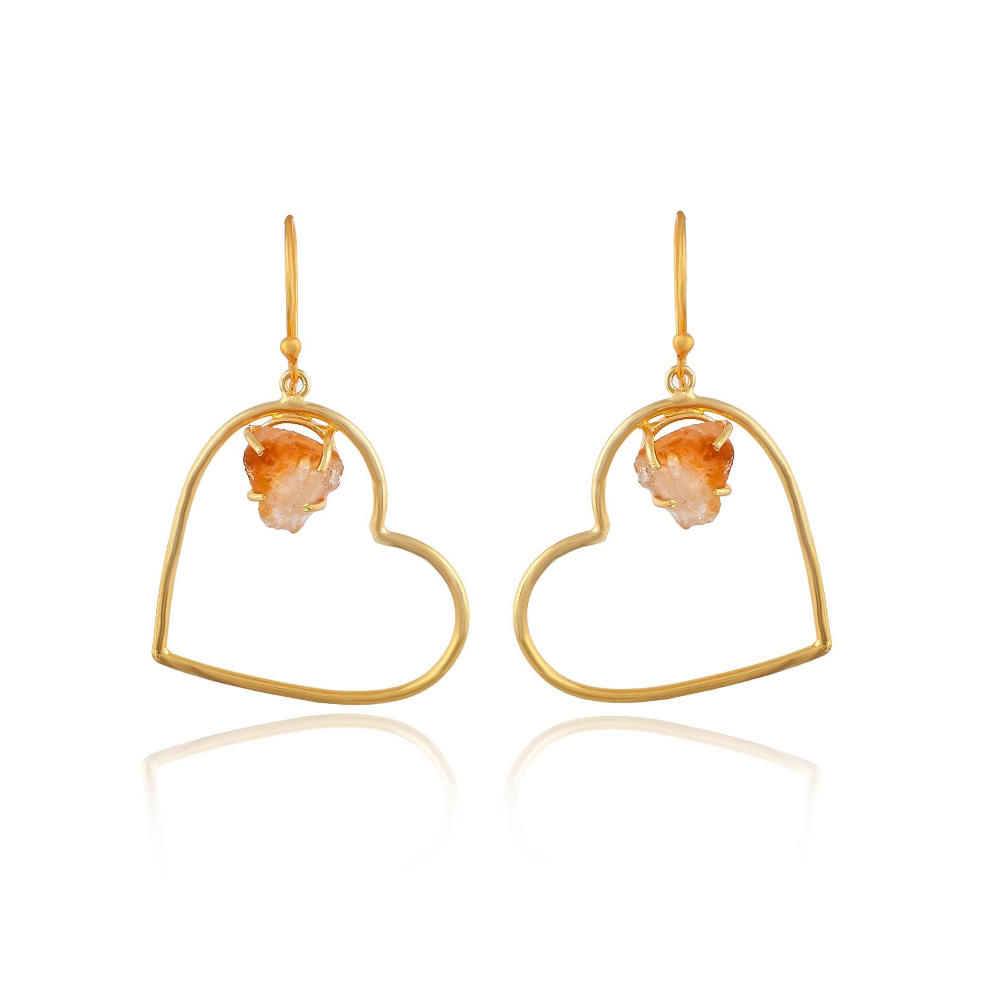 Stone In Heart Shaped Earrings - Zuriijewels