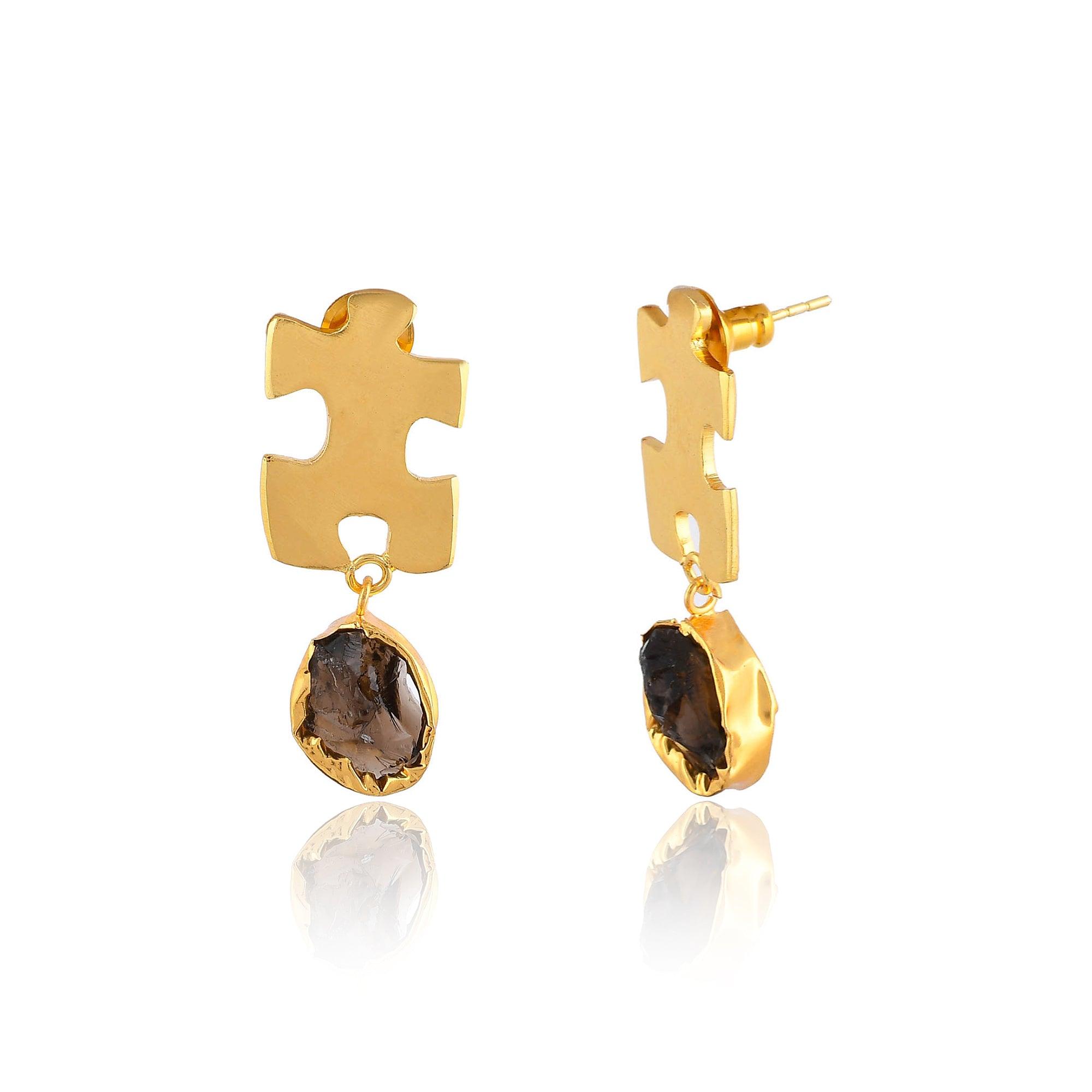 Puzzle Rough Drop Earrings - Zuriijewels