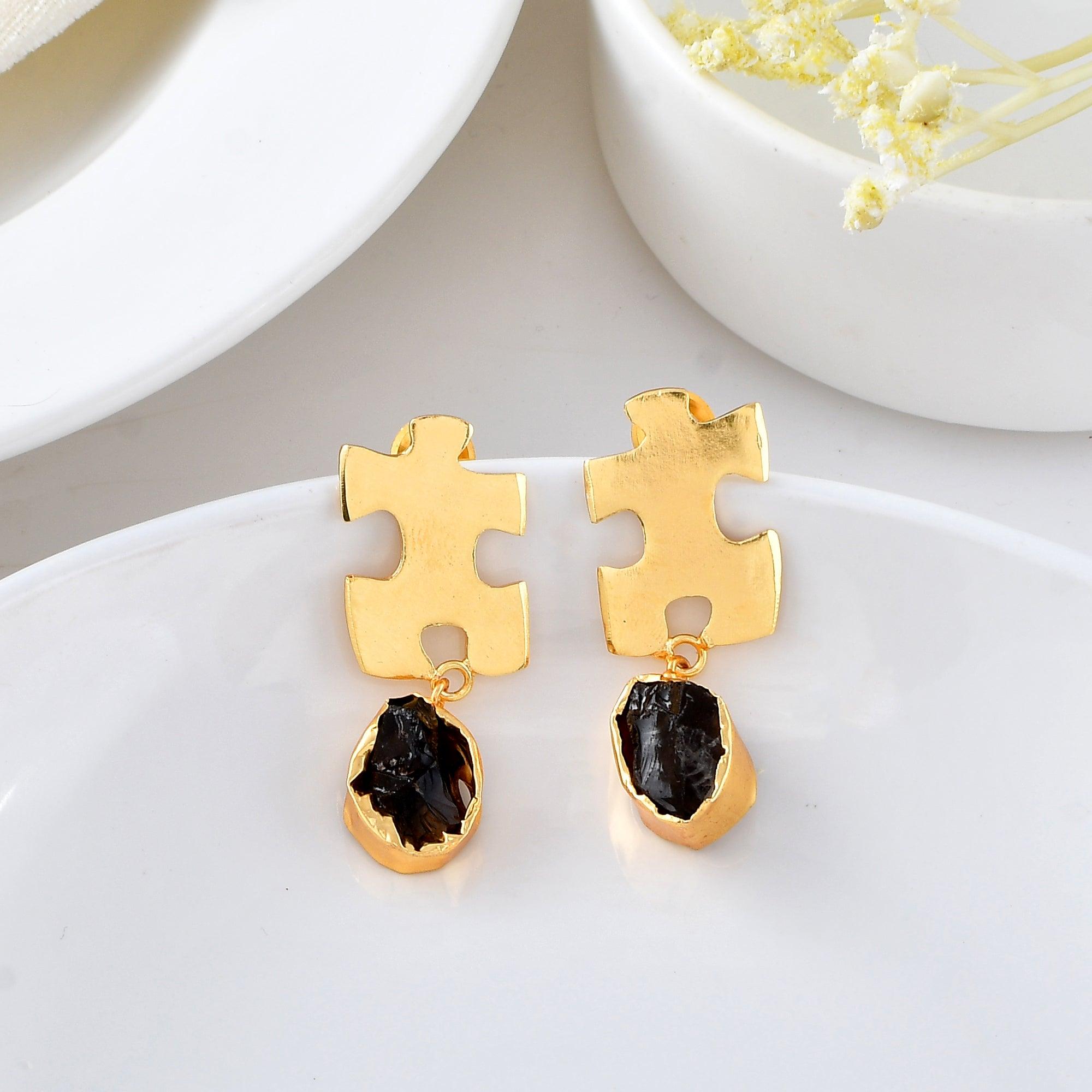 Puzzle Rough Drop Earrings - Zuriijewels