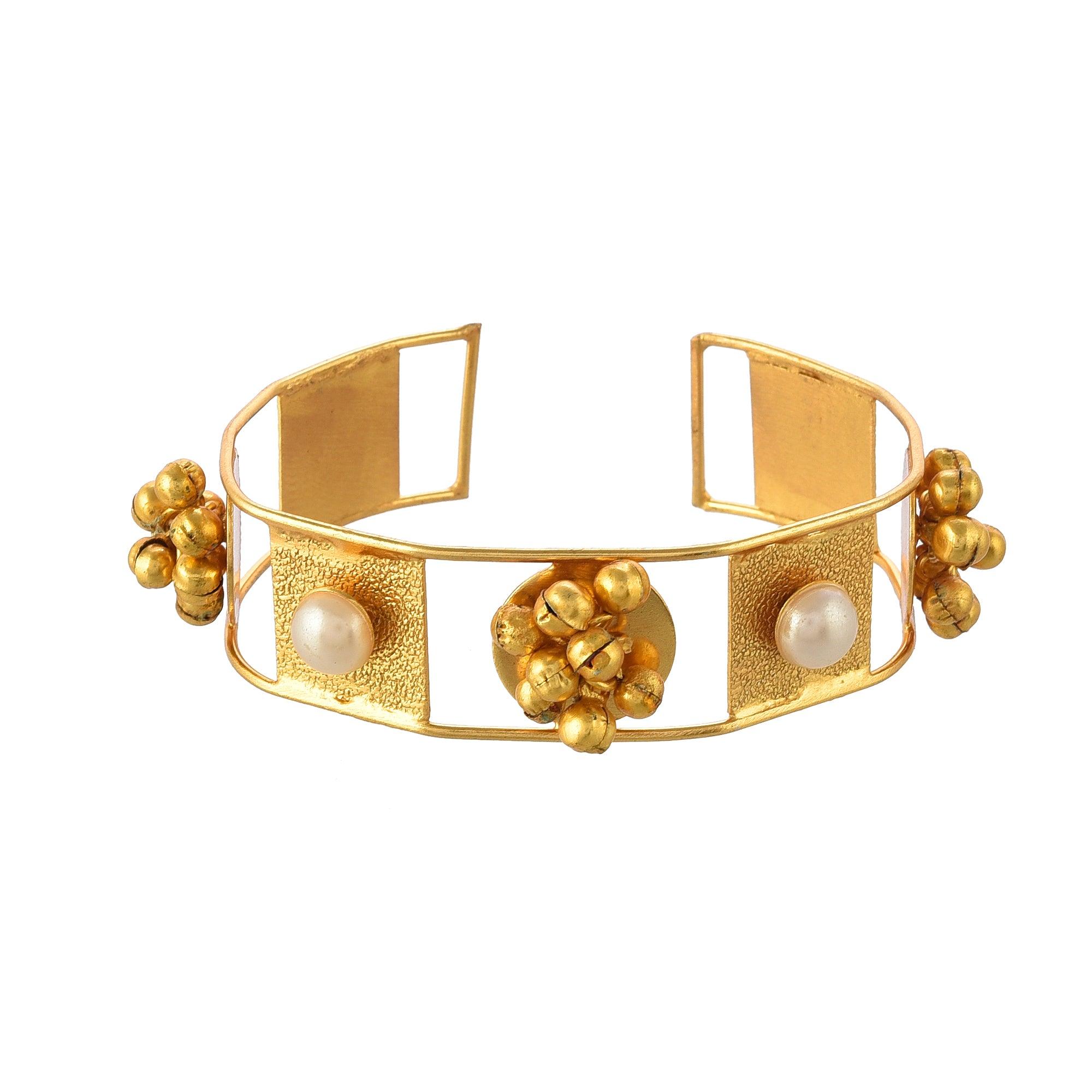 Fancy Square & Round Ghungroo Jali Bracelet - Zuriijewels