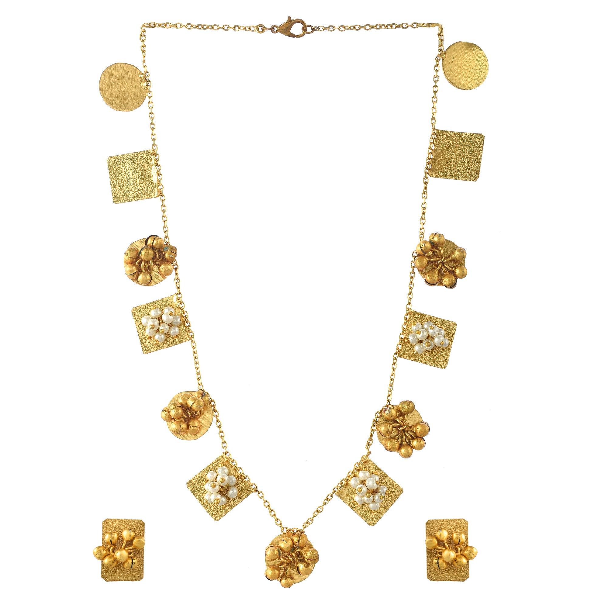 Fancy Round & Square Ghungroo Necklace Set - Zuriijewels