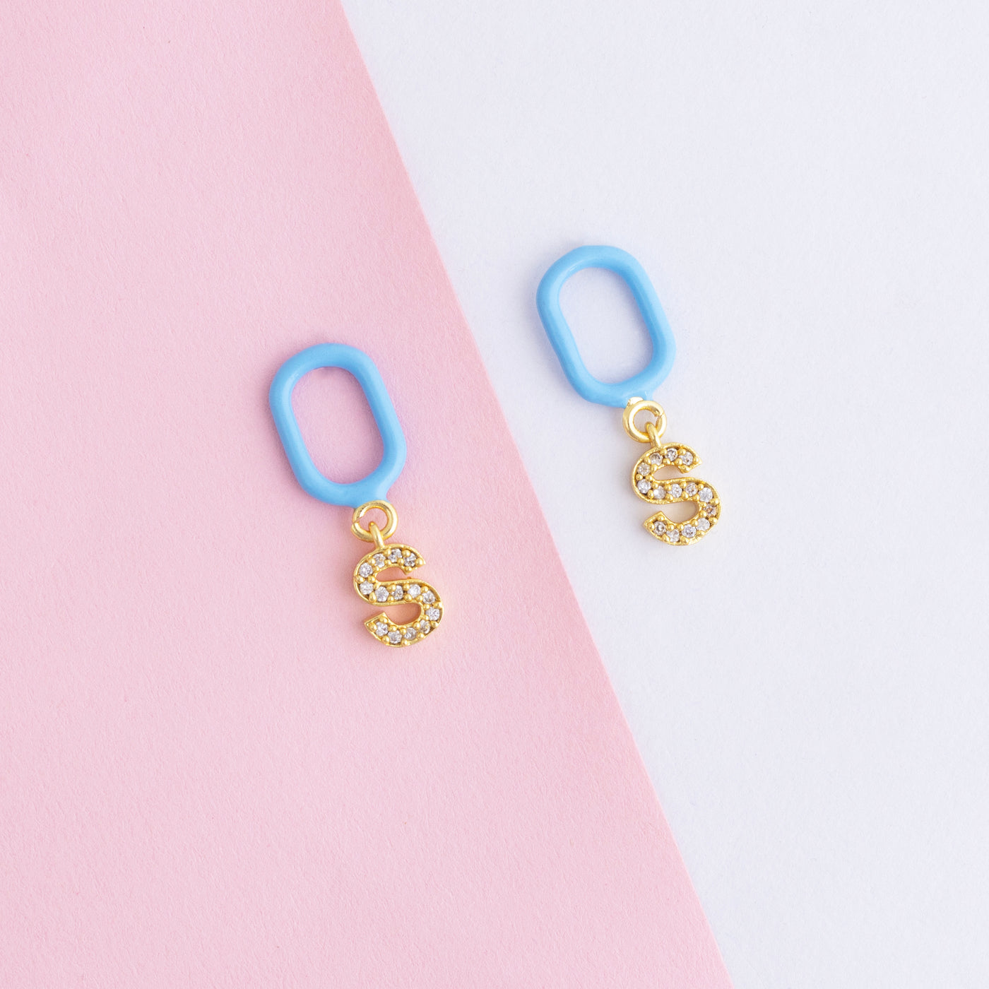 S Enamel Earring