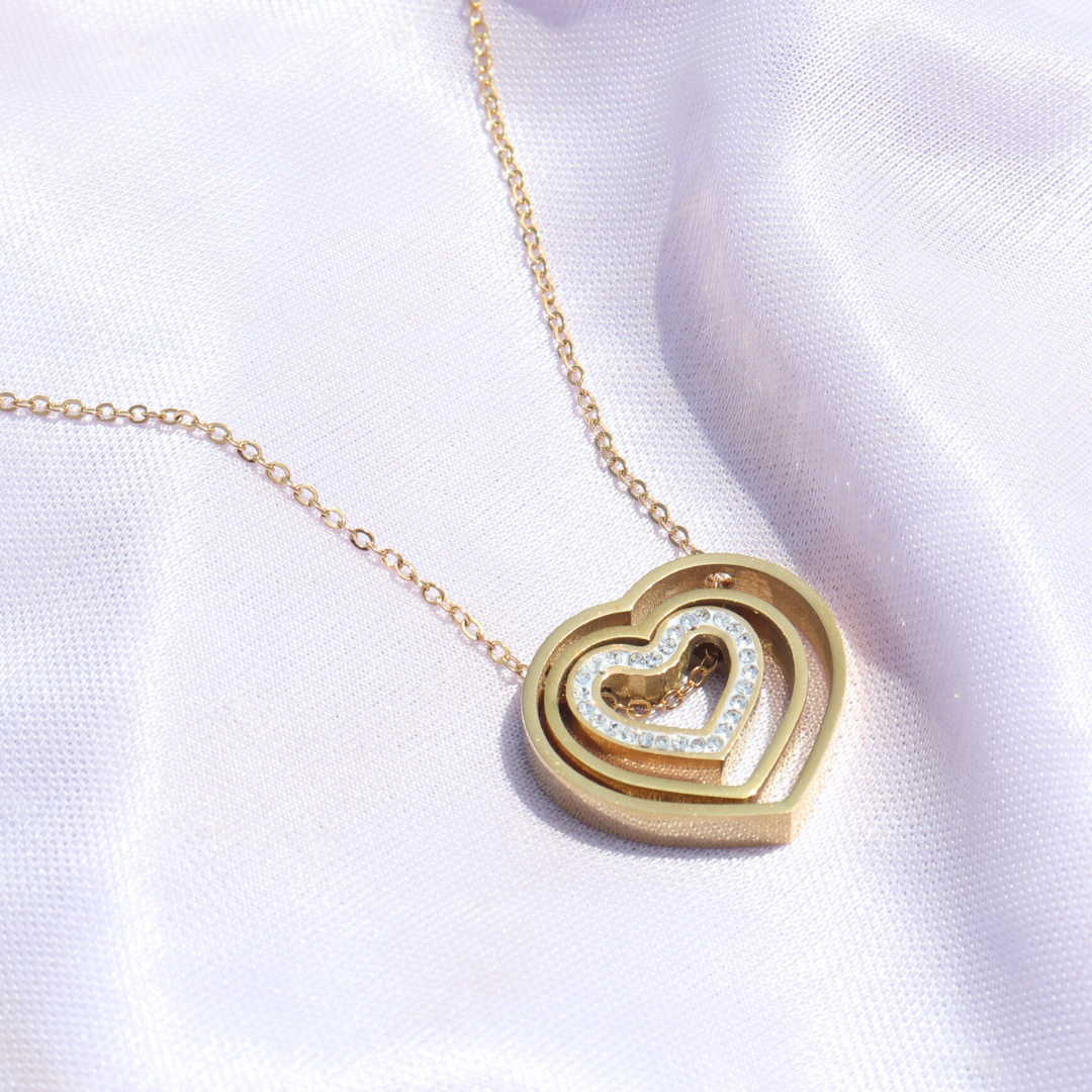 CZ HEART IN HEART NECKLACE