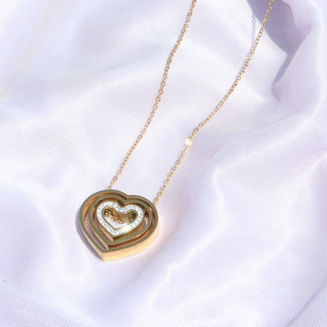 CZ HEART IN HEART NECKLACE