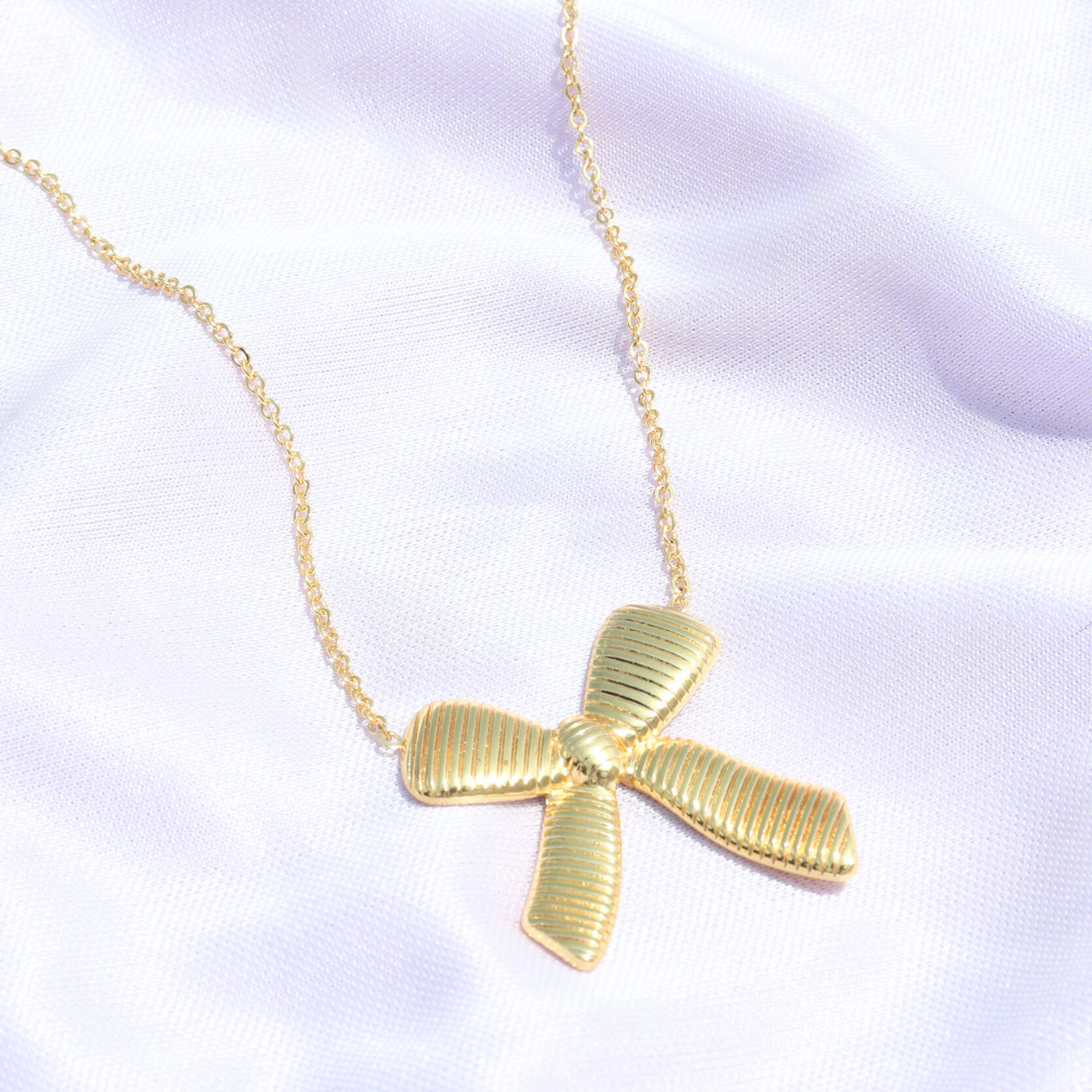 BOW TEXTURED STYLE NECKLACE SET