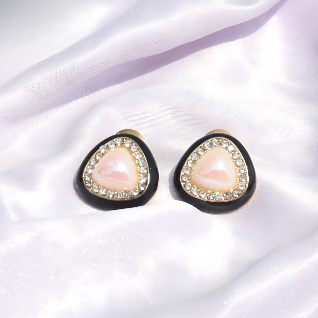 TRIANGLE CZ PEARL MEENA STUDS