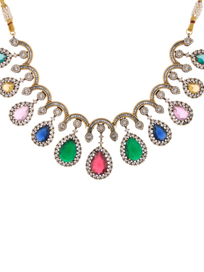 Multicolor Rainbow C.Z Necklace Set