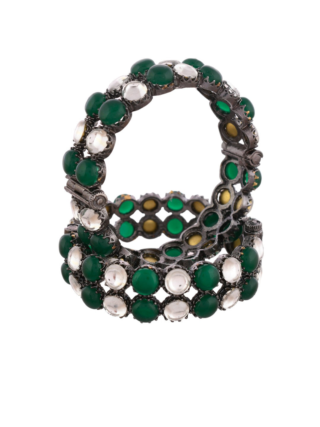 Green Emerald & Kundan Stone Bangle