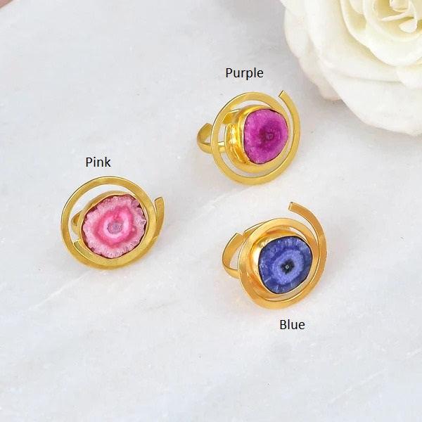 Solar Druzy Spiral Ring - Zuriijewels