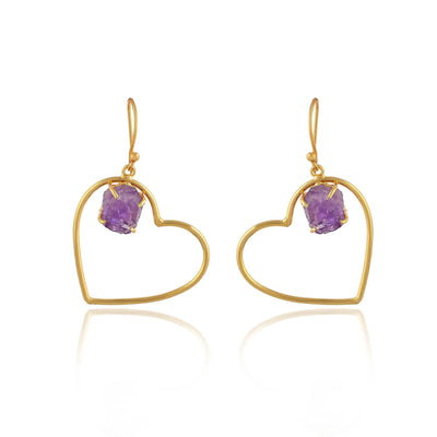 Stone In Heart Shaped Earrings - Zuriijewels