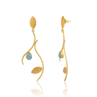 Tear Drop Stone Leaf Earrings - Zuriijewels