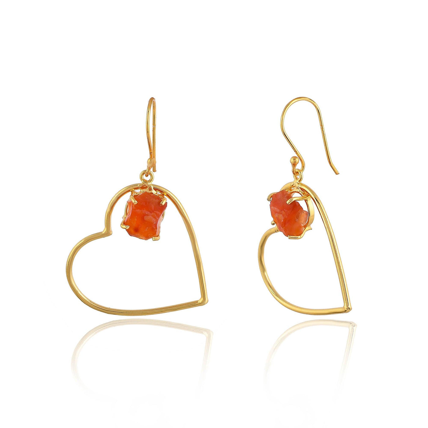 Stone In Heart Shaped Earrings - Zuriijewels