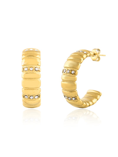 CZ STUDDED LINE HOOPS