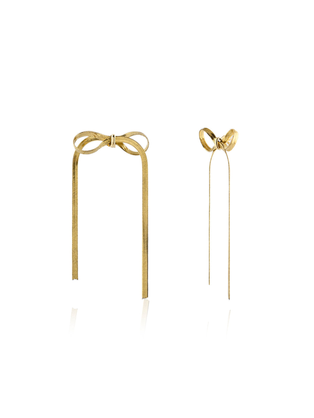 BOW METAL LONG EARRINGS