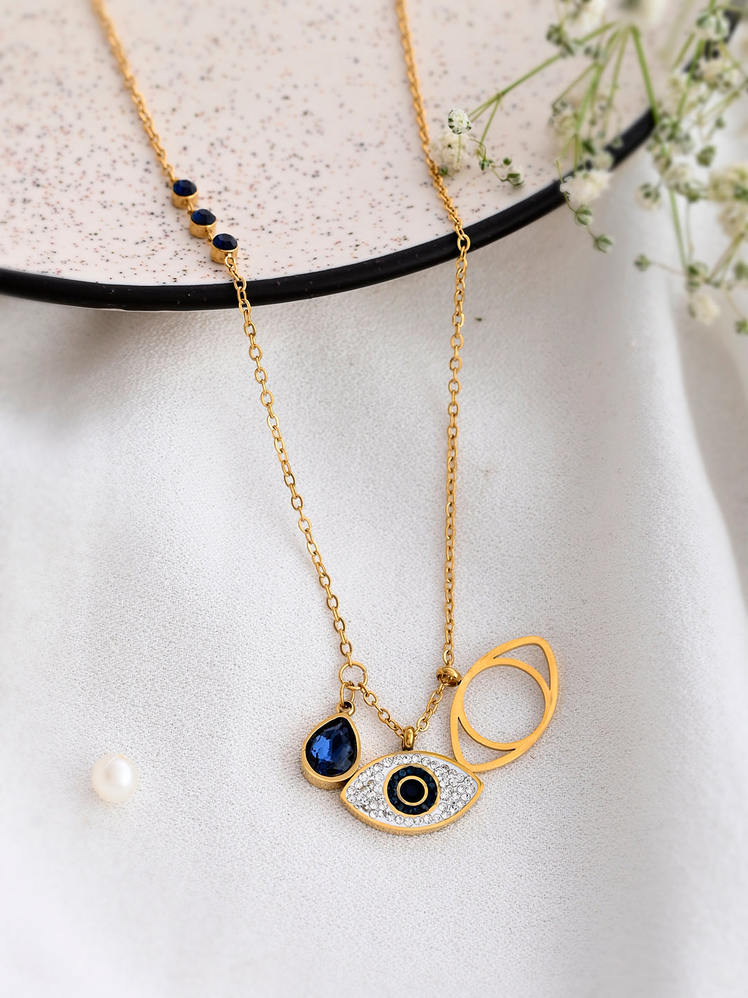 EVIL EYE CHARMS STONE NECKLACE