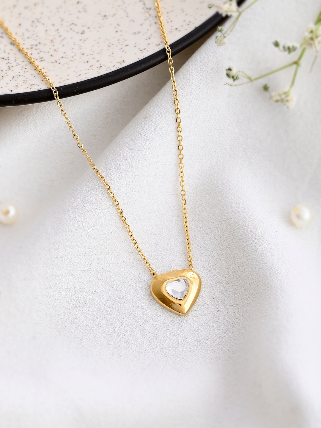 FINE CZ HEART NECKLACE