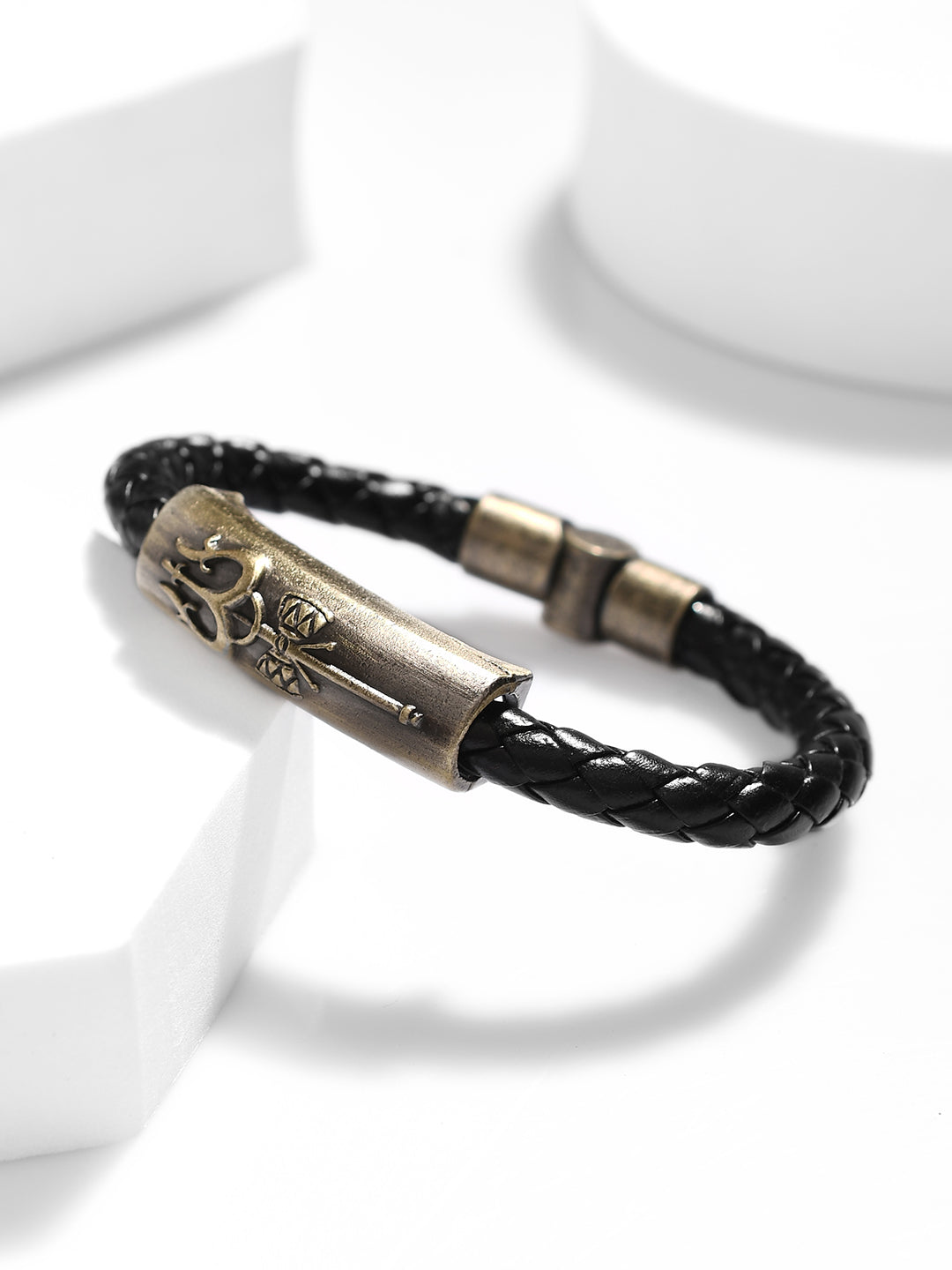 SHIV TRISHUL SPIRITUAL LEATHER MENS BRACELET