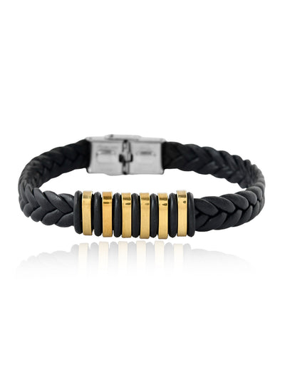 CLASSY BAR ADJUSTABLE LEATHER MENS BRACELET