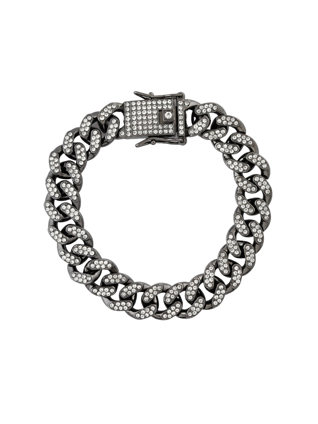 CZ WITH BLACK METAL MENS BRACELET