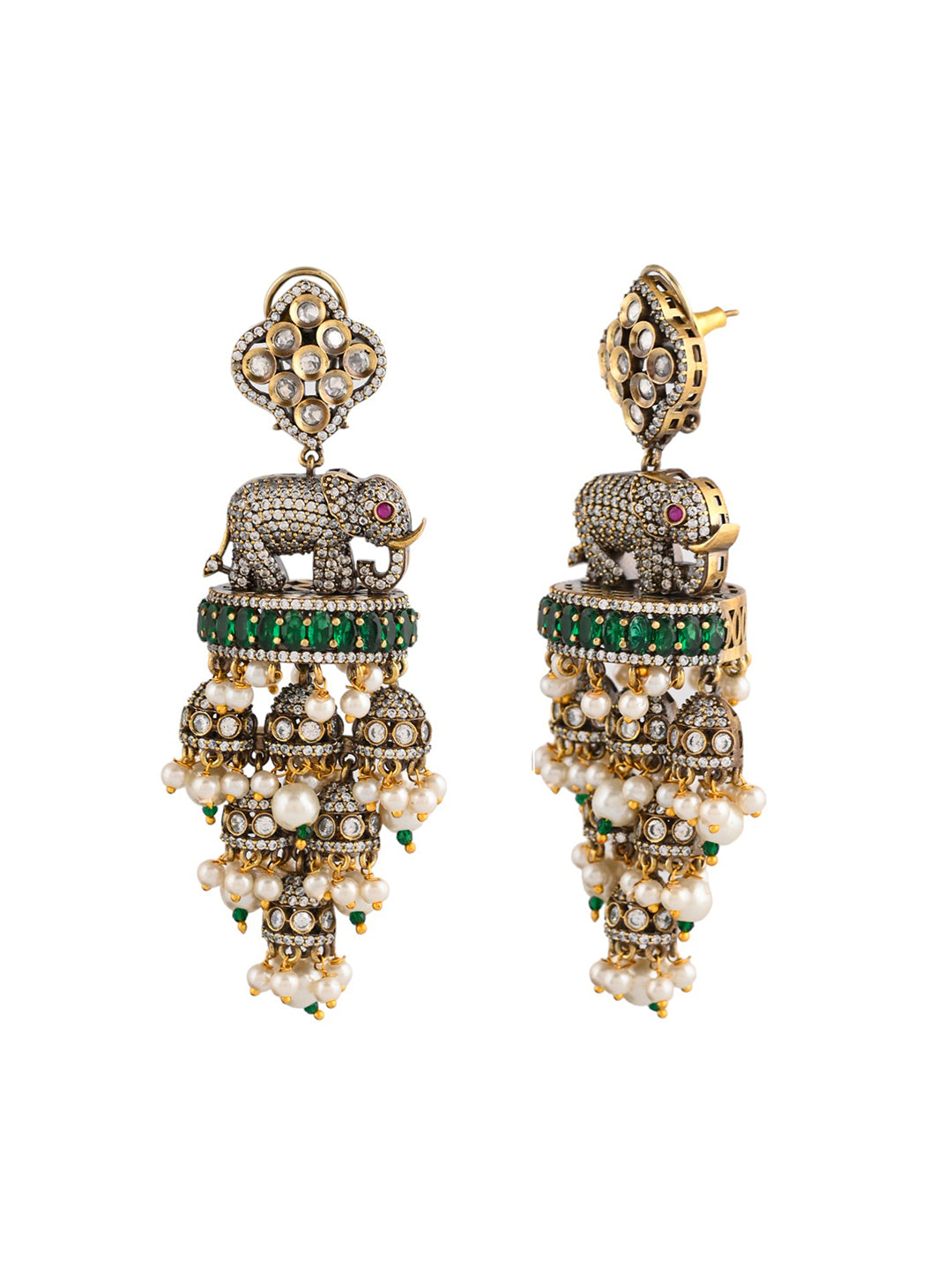 Oxidized Elephant Jhumki Earrings