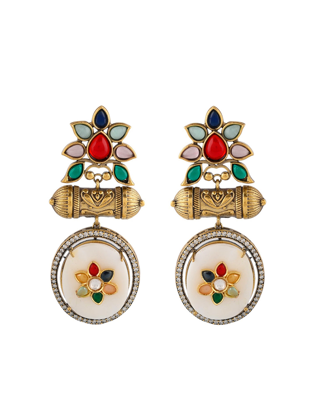 Navratna Pearl Fusion Earrings