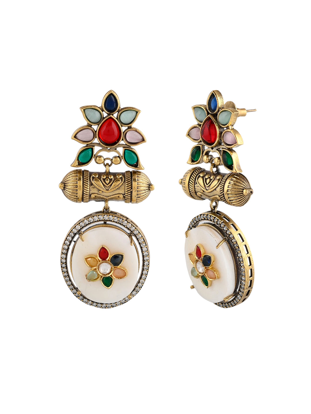 Navratna Pearl Fusion Earrings