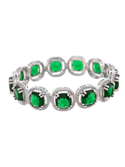 Emerald Green Stone With Ad Bangle Set