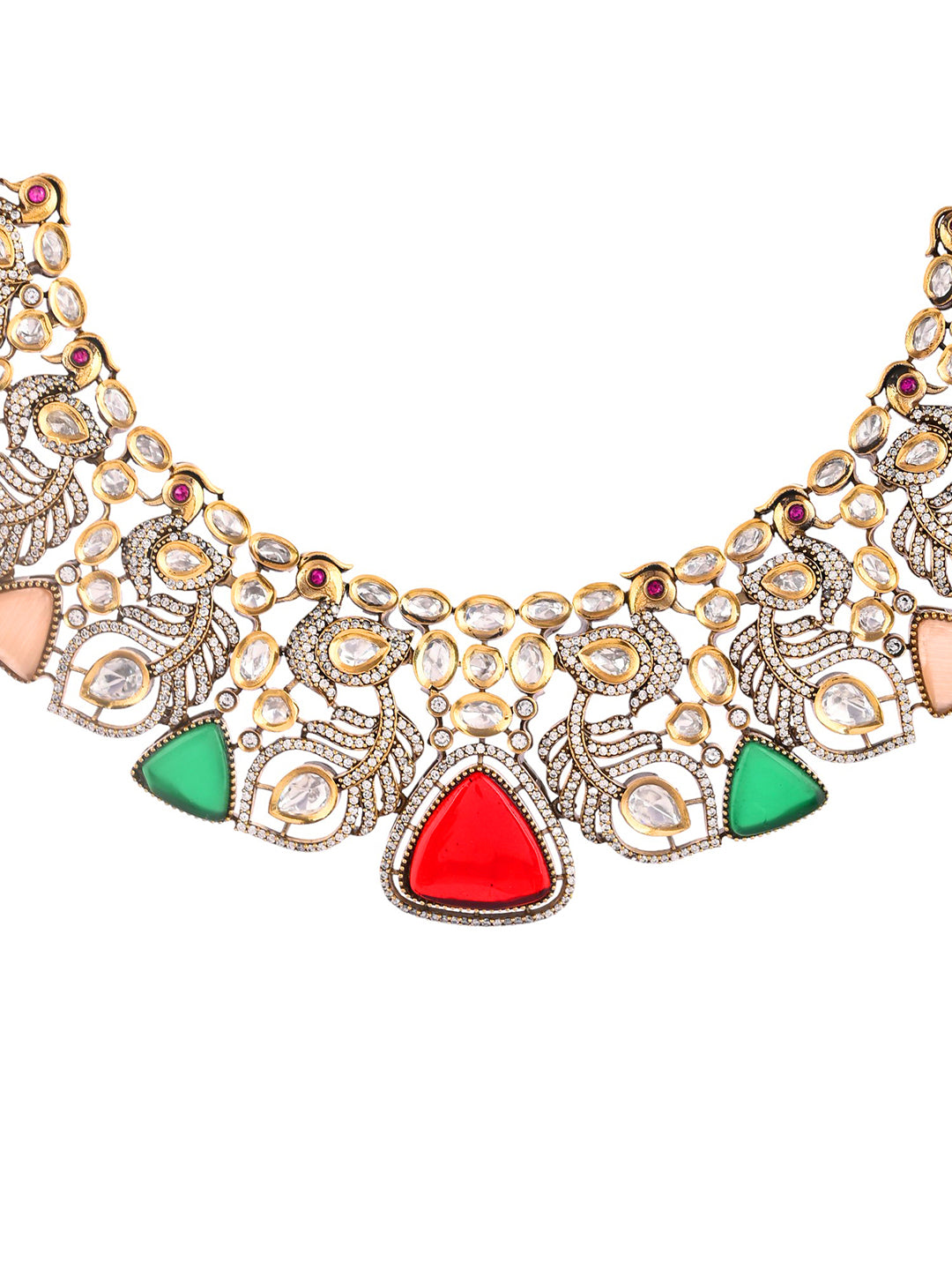 Multicolor Oxidized Fusion Kundan Set