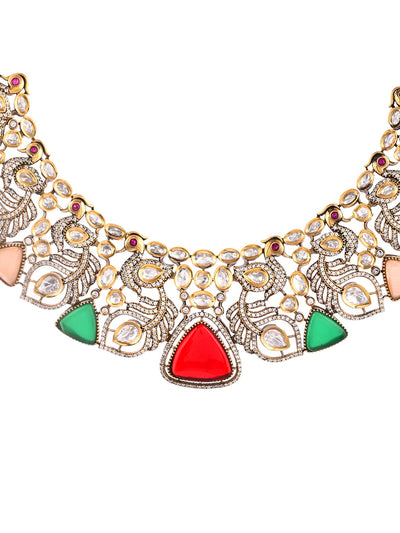 Multicolor Oxidized Fusion Kundan Set