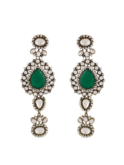 Emerald Green Oxidized Choker Kundan Set