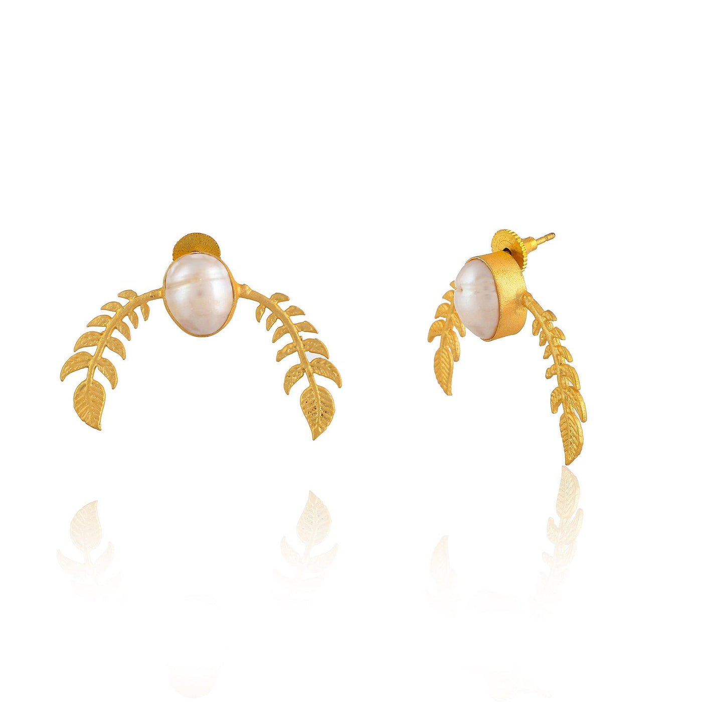 Pearl Leaf Wings Earrings - Zuriijewels