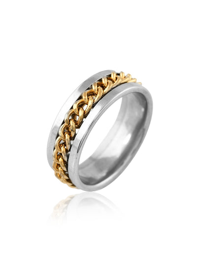 DUAL TONE BAR CHAIN MENS RING