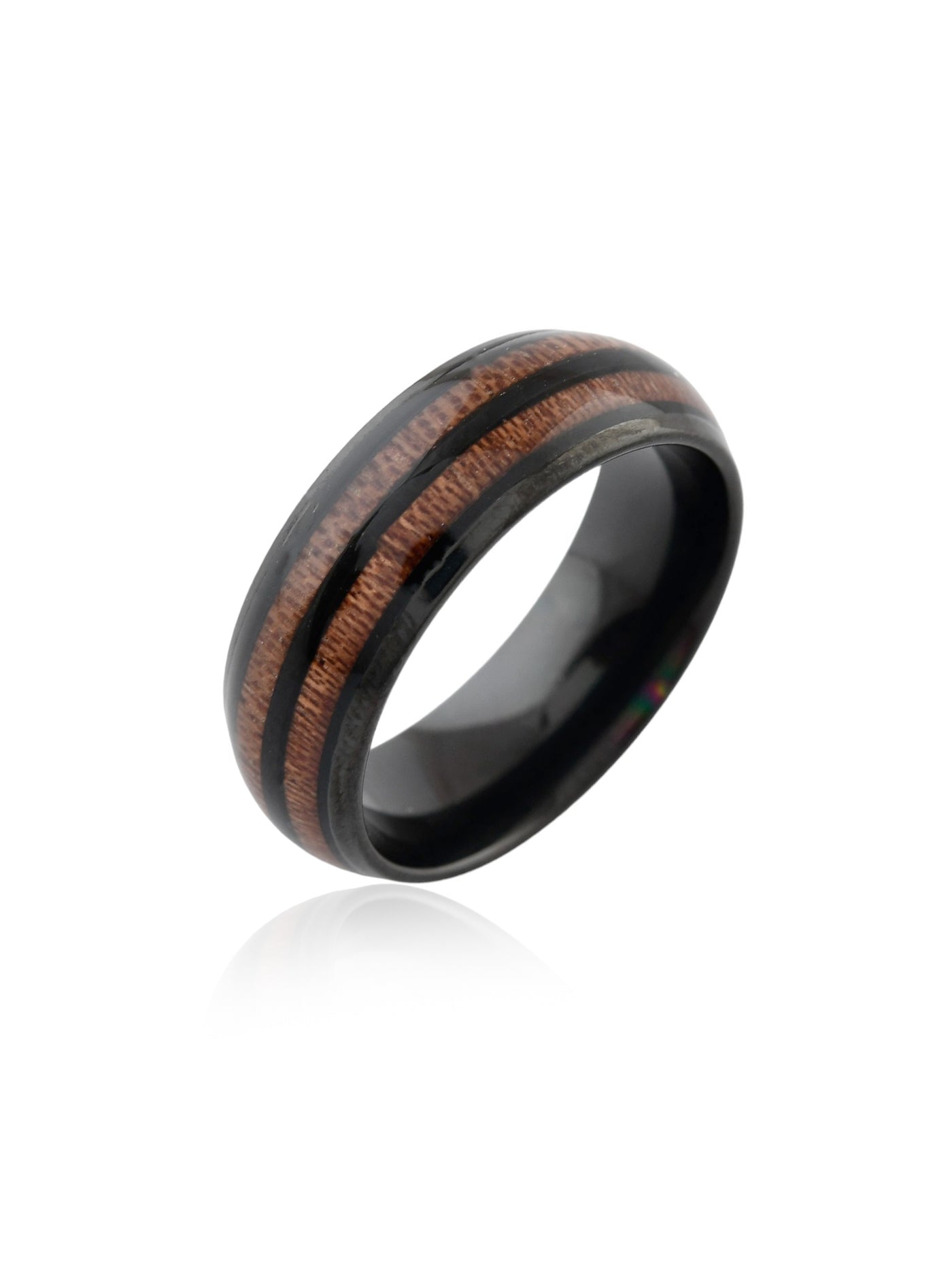 BLACK WITH WOOD FINISH MENS RING