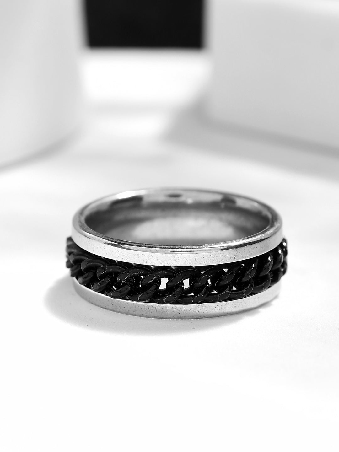 DUAL TONE BAR CHAIN MENS RING