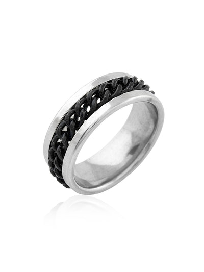 DUAL TONE BAR CHAIN MENS RING