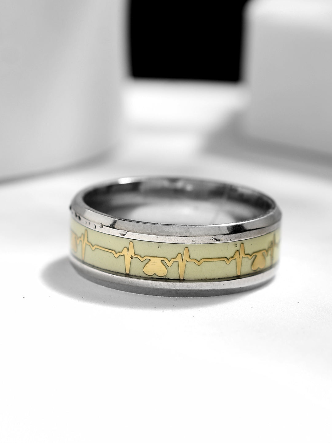 SILVER DIGITAL FLOROCENT MENS RING