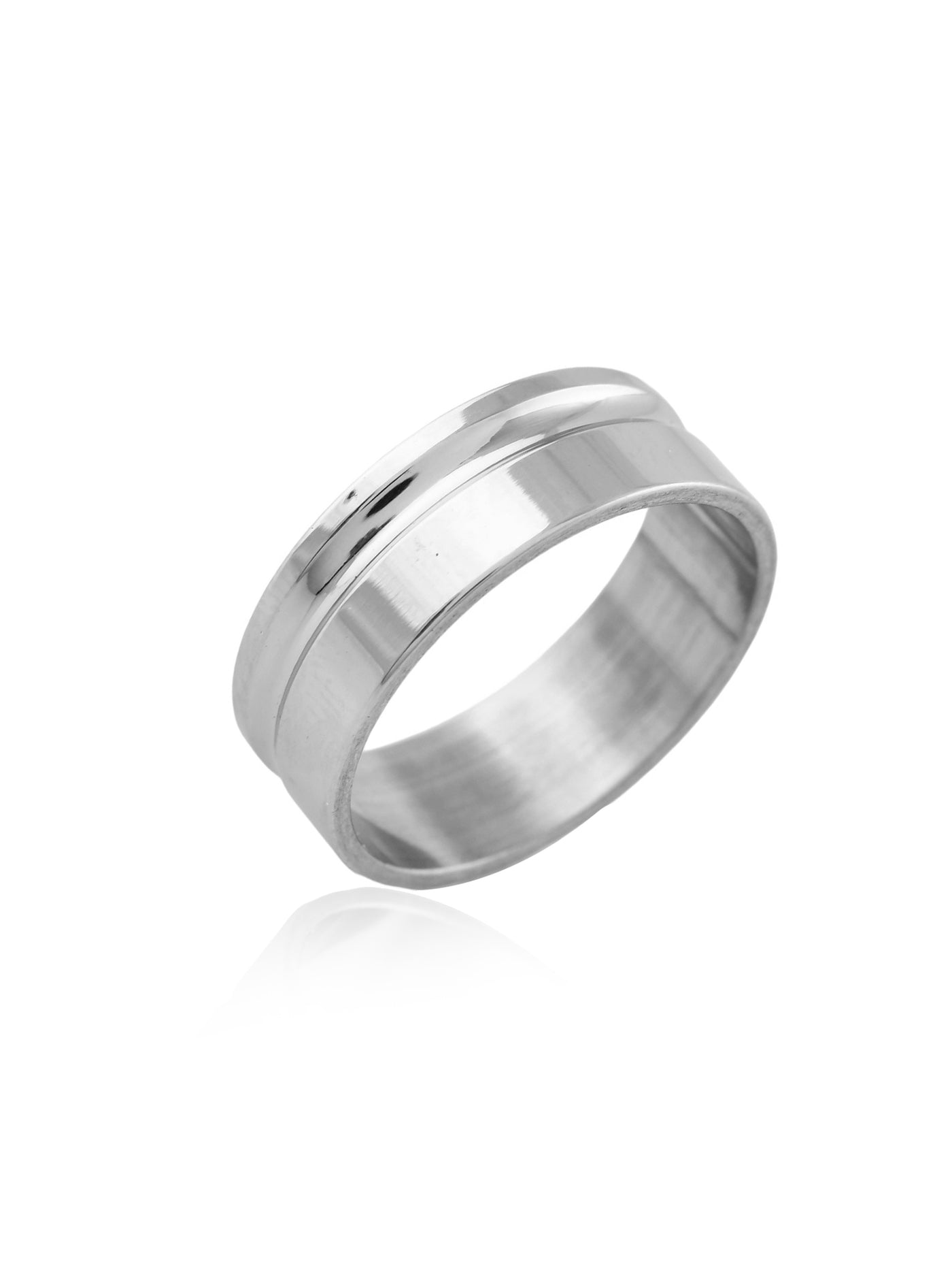 SILVER BELEVED MENS RING