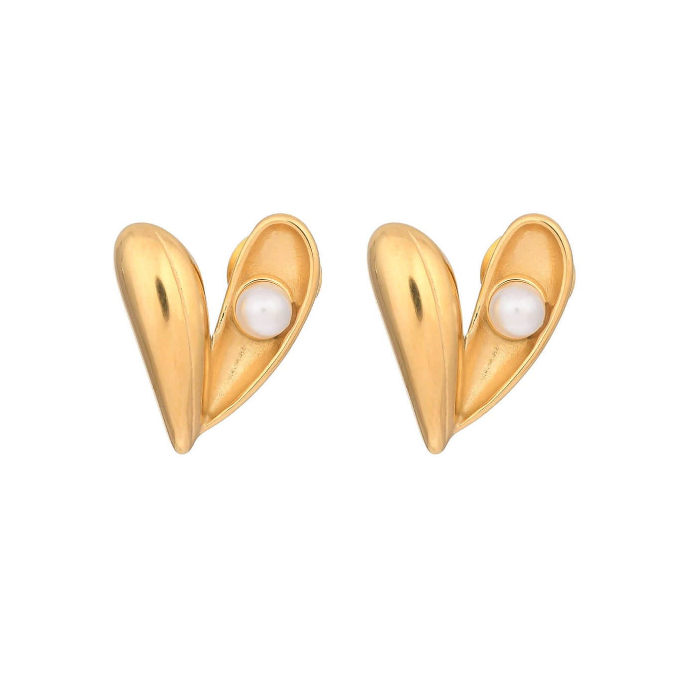 HEART N PEARL STUDS