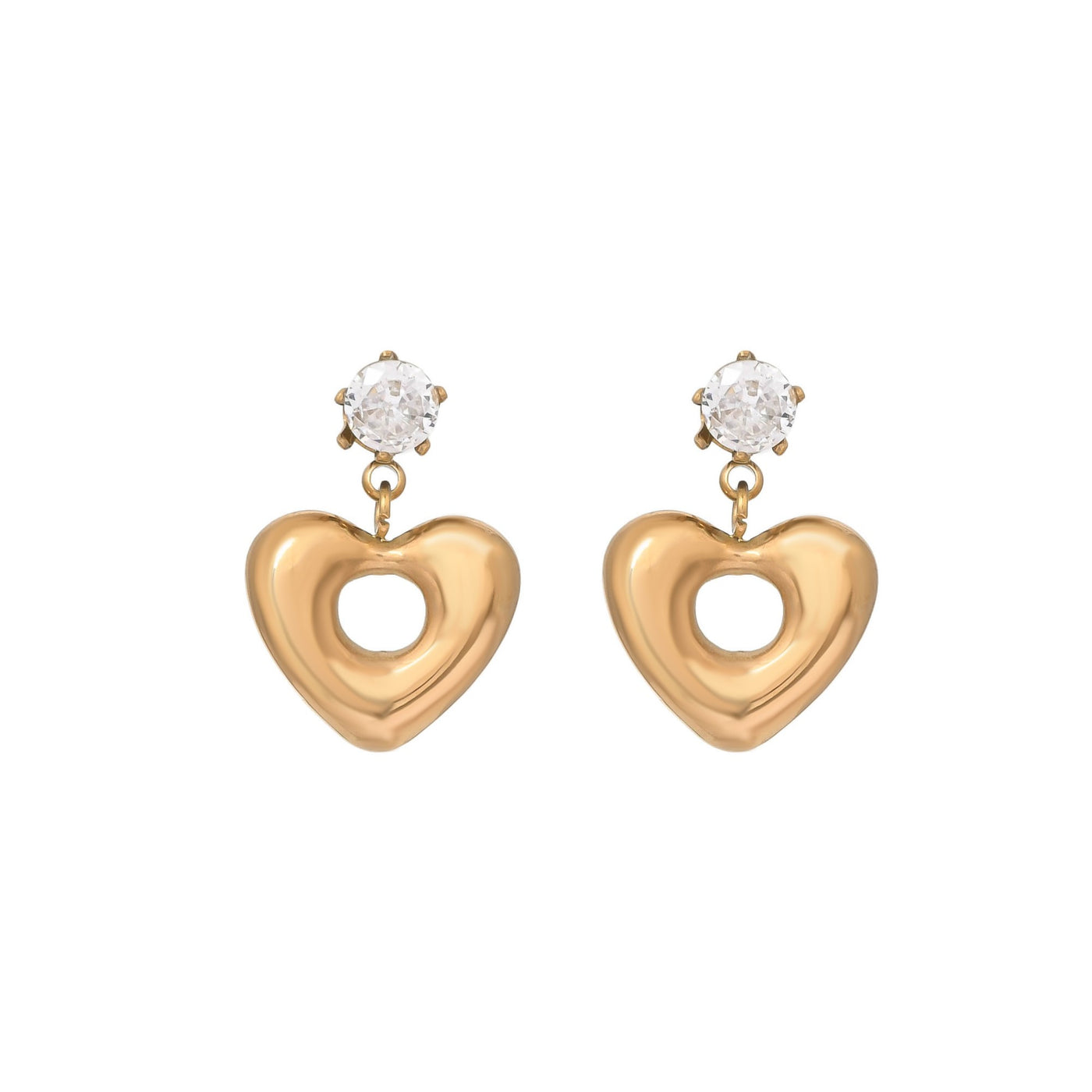 CZ WITH HEART HANGING EARRING