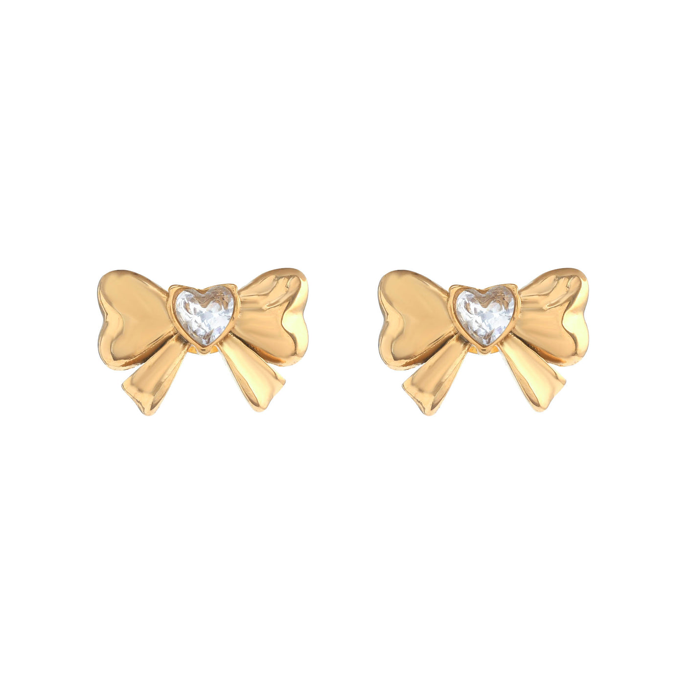 HEART CZ BOW STUDS