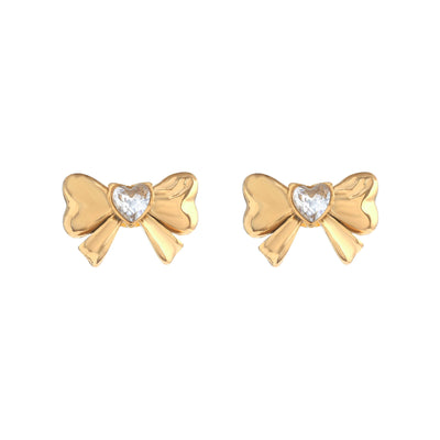 HEART CZ BOW STUDS