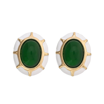 EMERALD GREEN ENAMEL STUDS