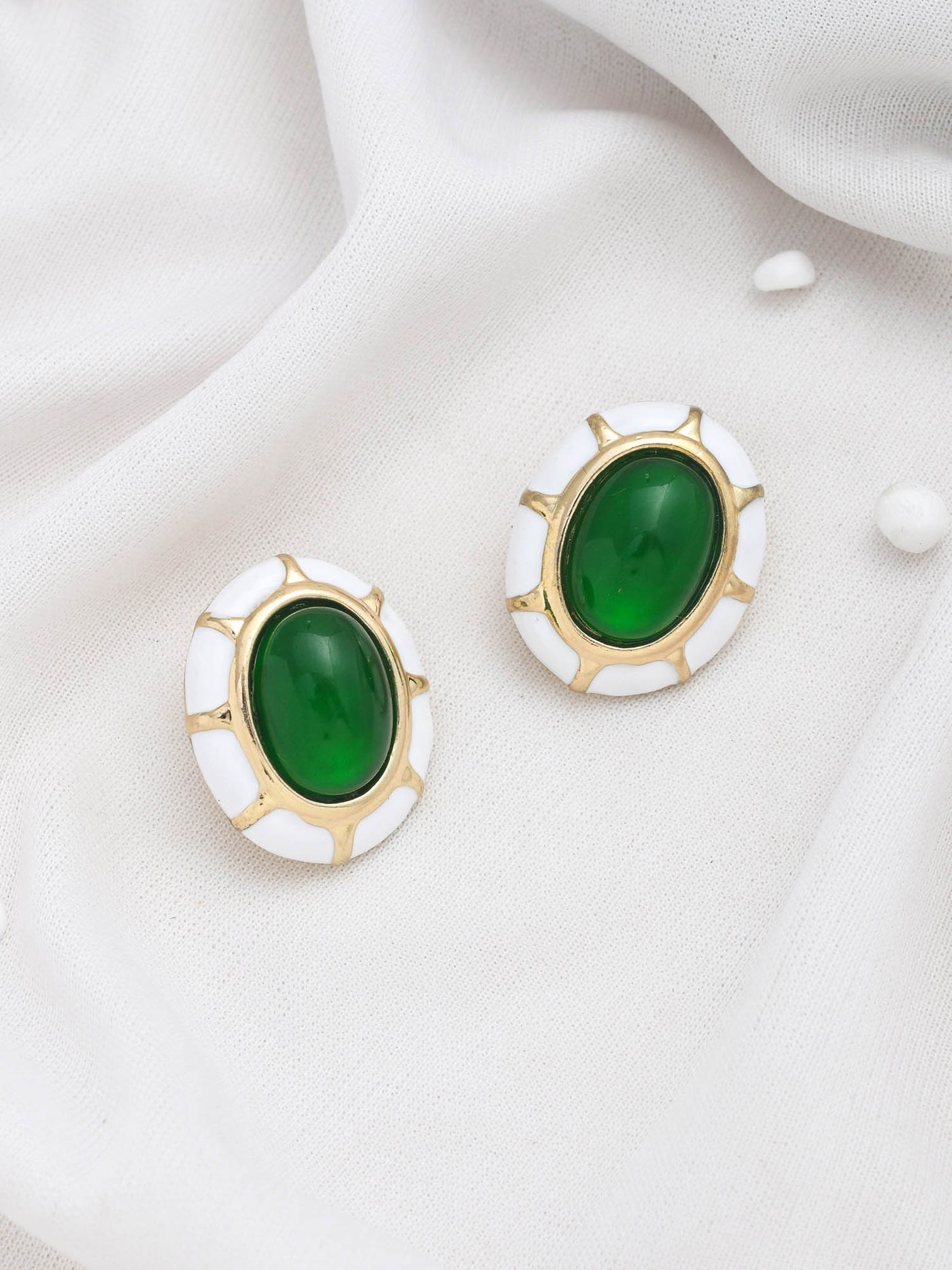 EMERALD GREEN ENAMEL STUDS