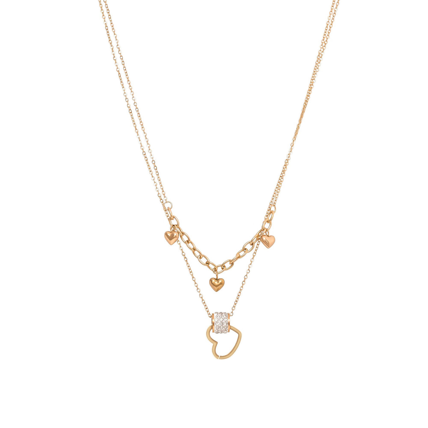 MULTI HEART DUAL CHAIN NECKLACE