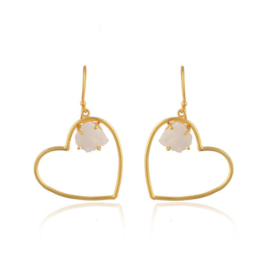 Stone In Heart Shaped Earrings - Zuriijewels