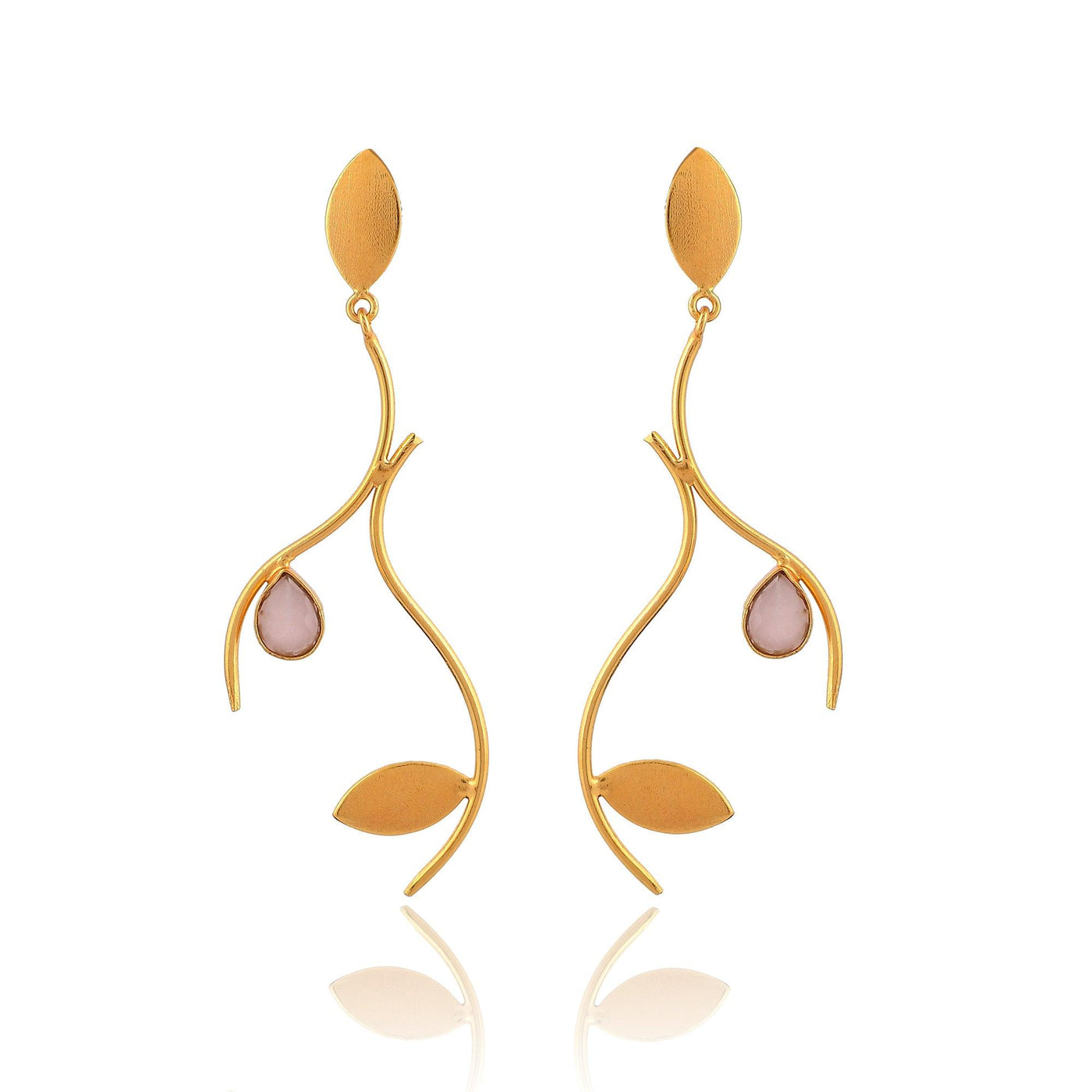 Tear Drop Stone Leaf Earrings - Zuriijewels