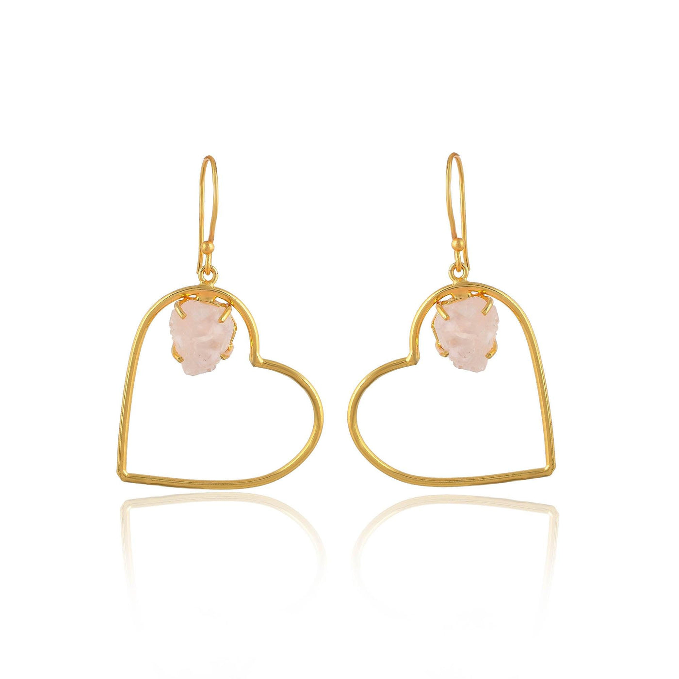 Stone In Heart Shaped Earrings - Zuriijewels