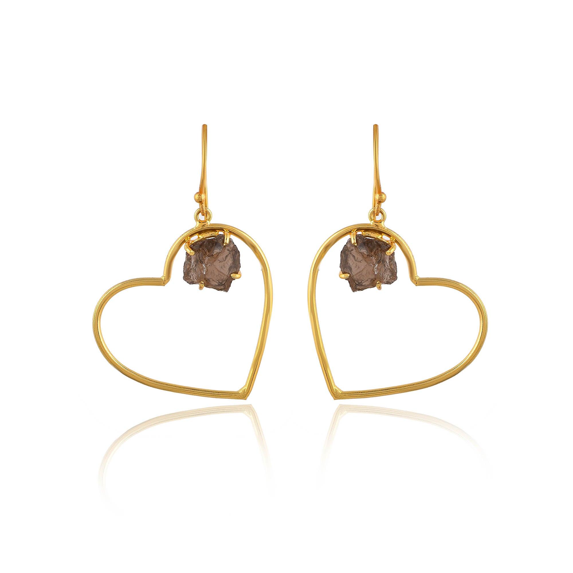 Stone In Heart Shaped Earrings - Zuriijewels